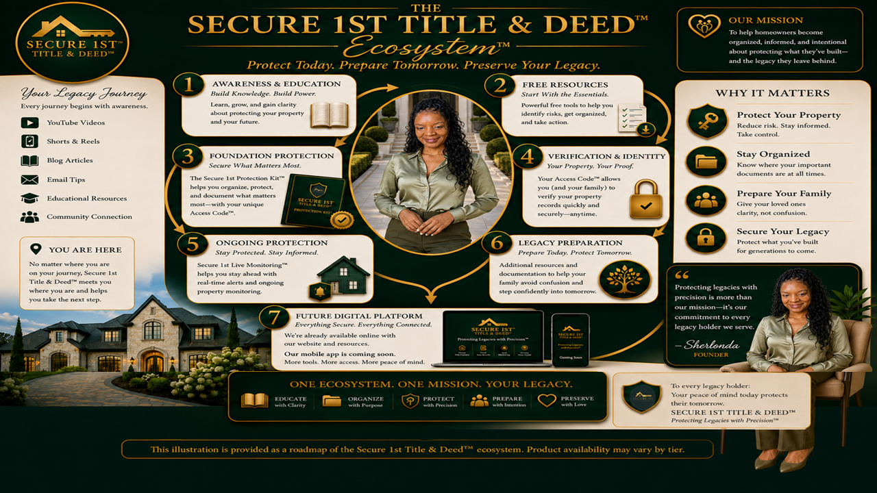Secure 1st Title & Deed™ Ecosystem™ homeowner protection and legacy roadmap